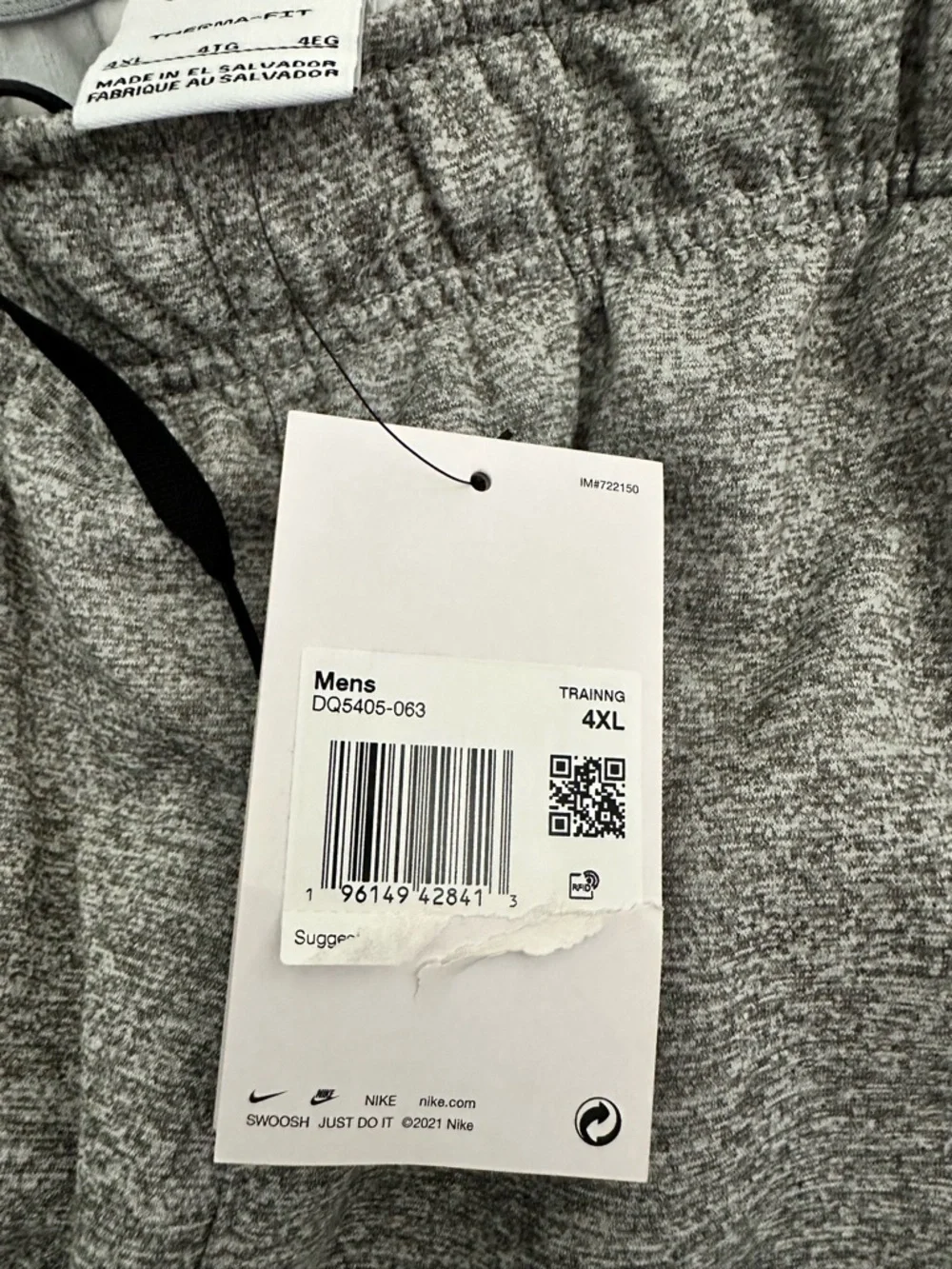 Nike Men's Therma-FIT Tapered Fitness Pants Joggers Dark Grey Heather Sz 4XL NWT
